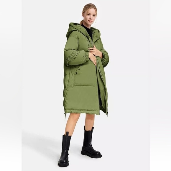Nap Duck Down Oversized Hooded Puffer Coat Green NEW - Picture 2 of 13